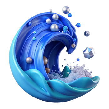 elegant creative Blue Ocean Wave Crashing Cutout with Transparent Background png