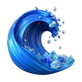 elegant artistic Blue Ocean Wave Crashing Cutout with Transparent Background genuine png
