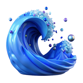 vibrant classic Blue Ocean Wave Crashing Cutout with Transparent Background premium png