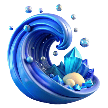 beautiful abstract Blue Ocean Wave Cresting Isolated genuine png