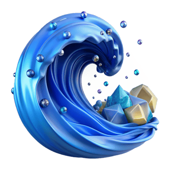 impressive abstract Blue Ocean Wave Cresting Isolated original png