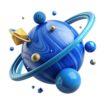 serene modern Blue Planet with Rings Cutout Graphic original png