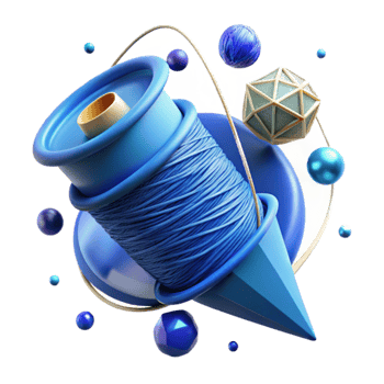 elegant vintage Blue Thread in Studio Lighting Transparent Background high resolution png