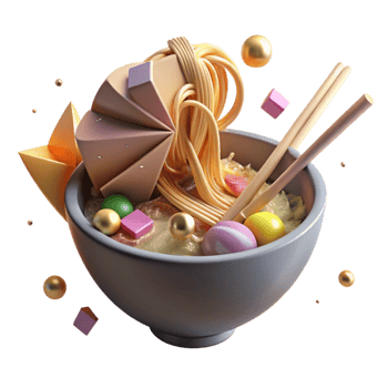 beautiful traditional Bowl of Ramen Noodles with Chopsticks Transparent Element professional png