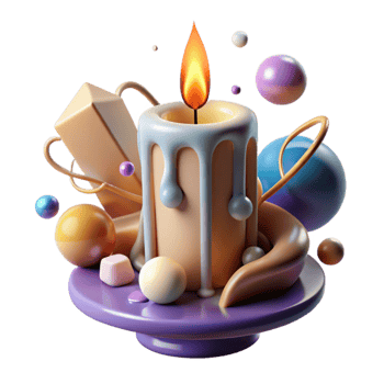 wonderful rustic Burning Candle with Wax Drips Cutout detailed png