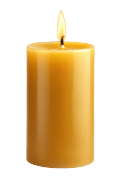 One wax pillar candle isolated on transparent background png