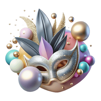 stunning modern Carnival Mask with Glitter Detail Cutout premium png