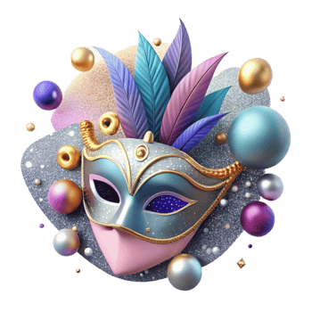 elegant contemporary Carnival Mask with Glitter Detail Cutout high quality png