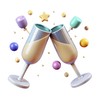 extraordinary contemporary Champagne Glasses Toasting Transparent Element detailed png