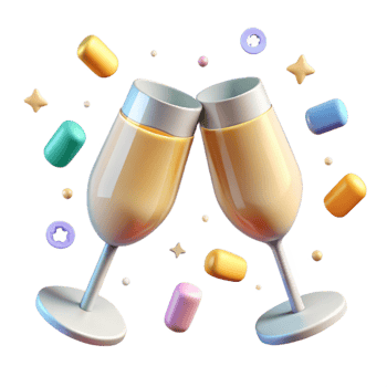 magnificent minimalist Champagne Glasses Toasting Transparent Element professional png