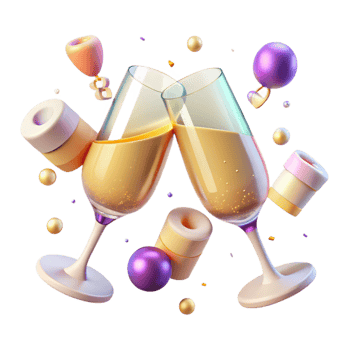 extraordinary vintage Champagne Glasses Toasting Transparent Element detailed png