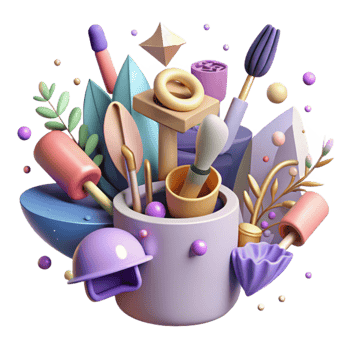 elegant classic Chaotic Arrangement of Garden Tools Isolated Element premium png