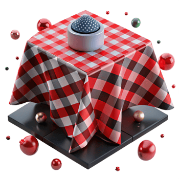 serene vintage Checkered Red and Black Tablecloth Transparent Background Element detailed png