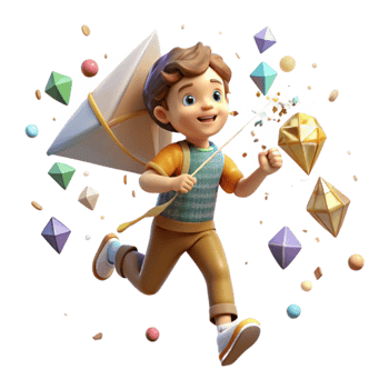 impressive rustic Child Running with Kite in Windy Day Isolated premium png