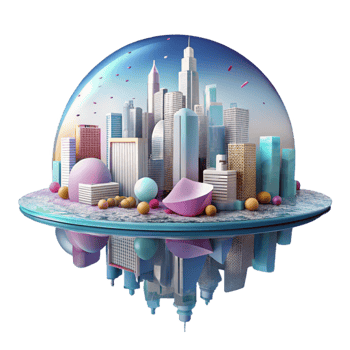 wonderful abstract City Skyline Reflection in Puddle Isolated png