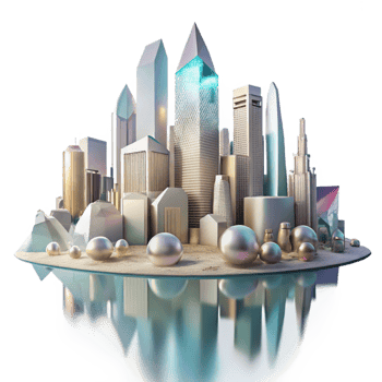 serene rustic City Skyline Reflection in Puddle Isolated original png