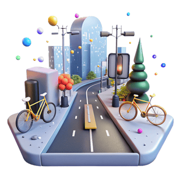 stunning vintage City Street with Bike Lane and Traffic Lights Transparent detailed png