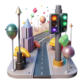impressive rustic City Street with Traffic Lights Transparent png