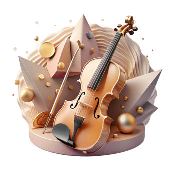 beautiful classic Classical Violin Cutout Front View with Warm Lighting genuine png