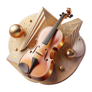 wonderful traditional Classical Violin Cutout Front View with Warm Lighting genuine png