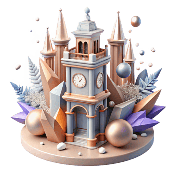 dramatic traditional Clock Tower Cutout with Gothic Architecture premium png