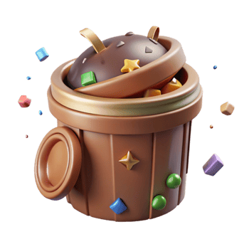 magnificent artistic Compost Bin Isolated with Brown Lid professional png