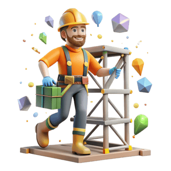 wonderful contemporary Construction Worker on Scaffolding Cutout Element original png