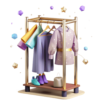 wonderful artistic Costume Rack Transparent Background with Hanging Clothes original png