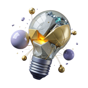 serene artistic Cracked Lightbulb with Filament Isolated png