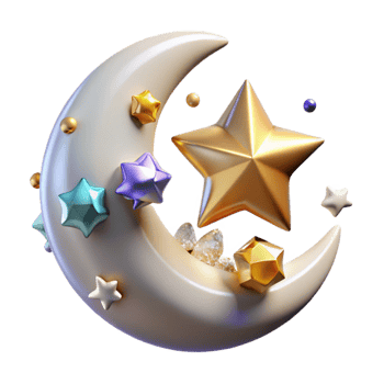 magnificent abstract Crescent Moon with Stars Cutout Element original png
