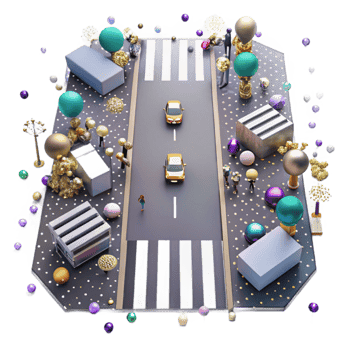 vibrant modern Crowded City Crosswalk Top View Transparent Background premium png