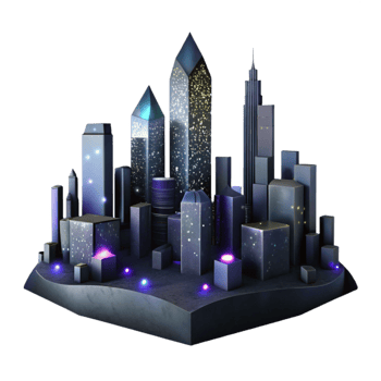 elegant traditional Dark Shadowy City Skyline Silhouette Isolated detailed png