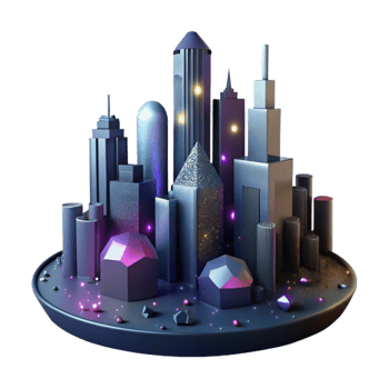 elegant abstract Dark Shadowy City Skyline Silhouette Isolated exclusive png