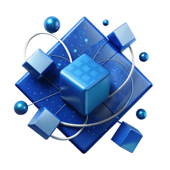 serene creative Deep Ocean Blue Connected Squares Design with Transparent Background original png