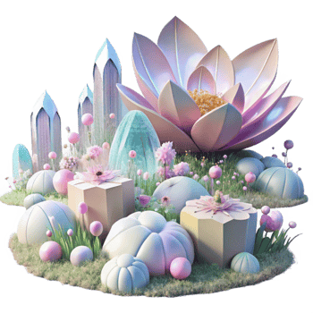 stunning modern Dreamlike Meadow with Giant Flowers Transparent Element original png