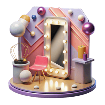 beautiful contemporary Dressing Room Mirror Isolated with Light Bulbs authentic png