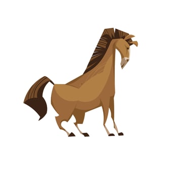 Brown Horse Animals Character Cartoon Funny Educational Child vector
