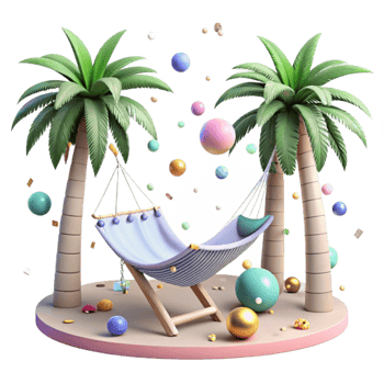 elegant vintage Empty Hammock Under Palm Trees Cutout premium png