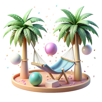 serene contemporary Empty Hammock Under Palm Trees Cutout genuine png