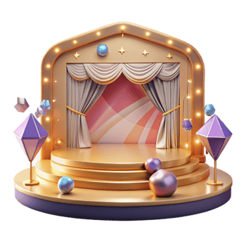vibrant contemporary Empty Theater Stage Transparent Background with Spotlights detailed png