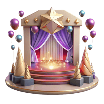 beautiful modern Empty Theater Stage Transparent Background with Spotlights high quality png