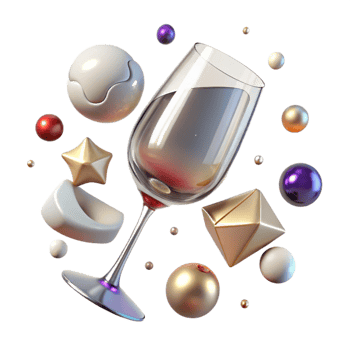 dramatic abstract Empty Wine Glass Top View Transparent Background high resolution png