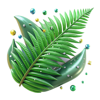 dramatic modern Fern Frond Green Detailed Texture Transparent Background high resolution png