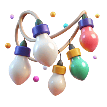 beautiful creative Festive Light Strings with Glowing Bulbs Cutout png