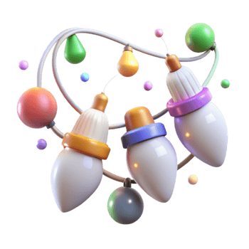 wonderful traditional Festive Light Strings with Glowing Bulbs Cutout png