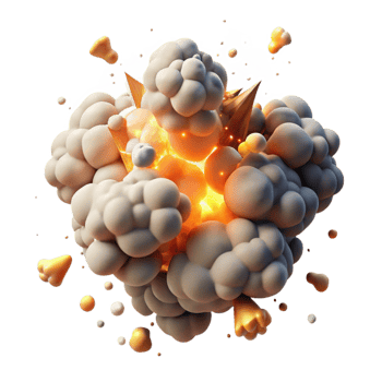 stunning vintage Fiery Explosion with Smoke and Debris Isolated Element premium png