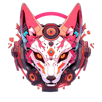 A robotic stylized fox creature with advanced technological headgear png