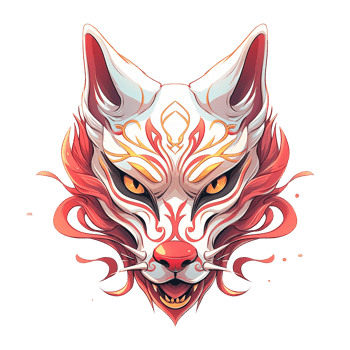 A detailed illustration depicting a stylized fox face with intricate patterns png