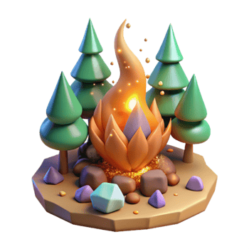 stunning abstract Forest Campfire Flames Isolated with Embers Glowing premium png