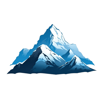 Several snowy mountain peaks depicted in an illustration against a dark background png